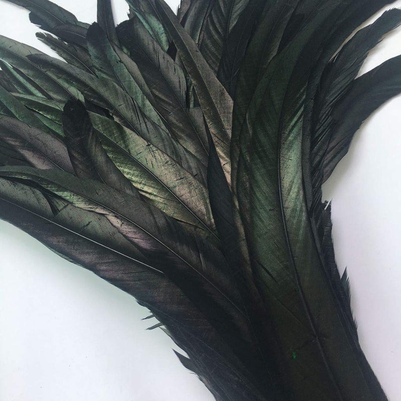 Shekyeon 12-14inch Rooster Tail Feather Used Hats Costume Decoration Pack of 50(Black) - Image 3